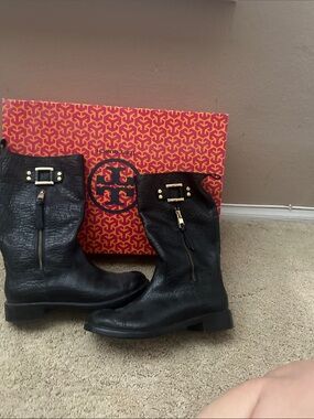 Tory Burch Moto boot with gold hardware